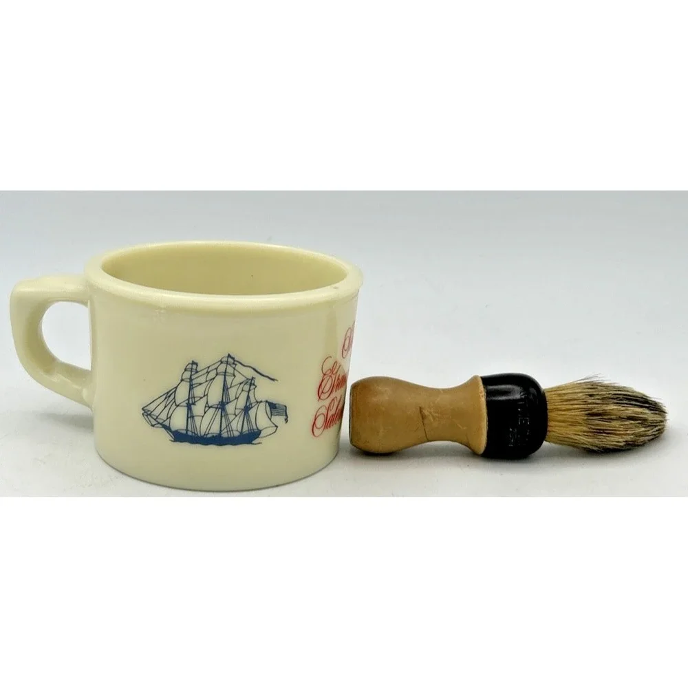 VTG Old Spice Shaving‎ Mug & Brush Cup Ship Grand Turk Salem 1786 Shulton USA